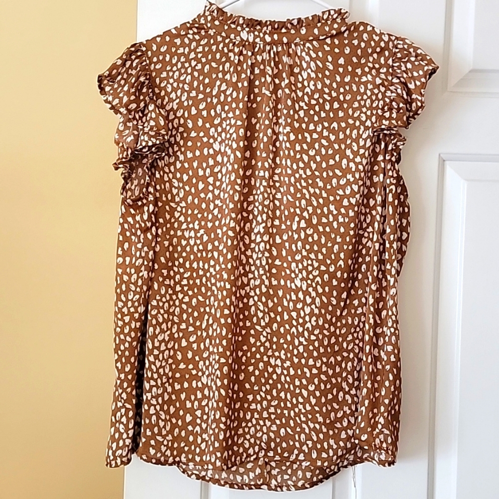 VOY tie back top. Beautiful high neck flutter sleeve style. Worn once.